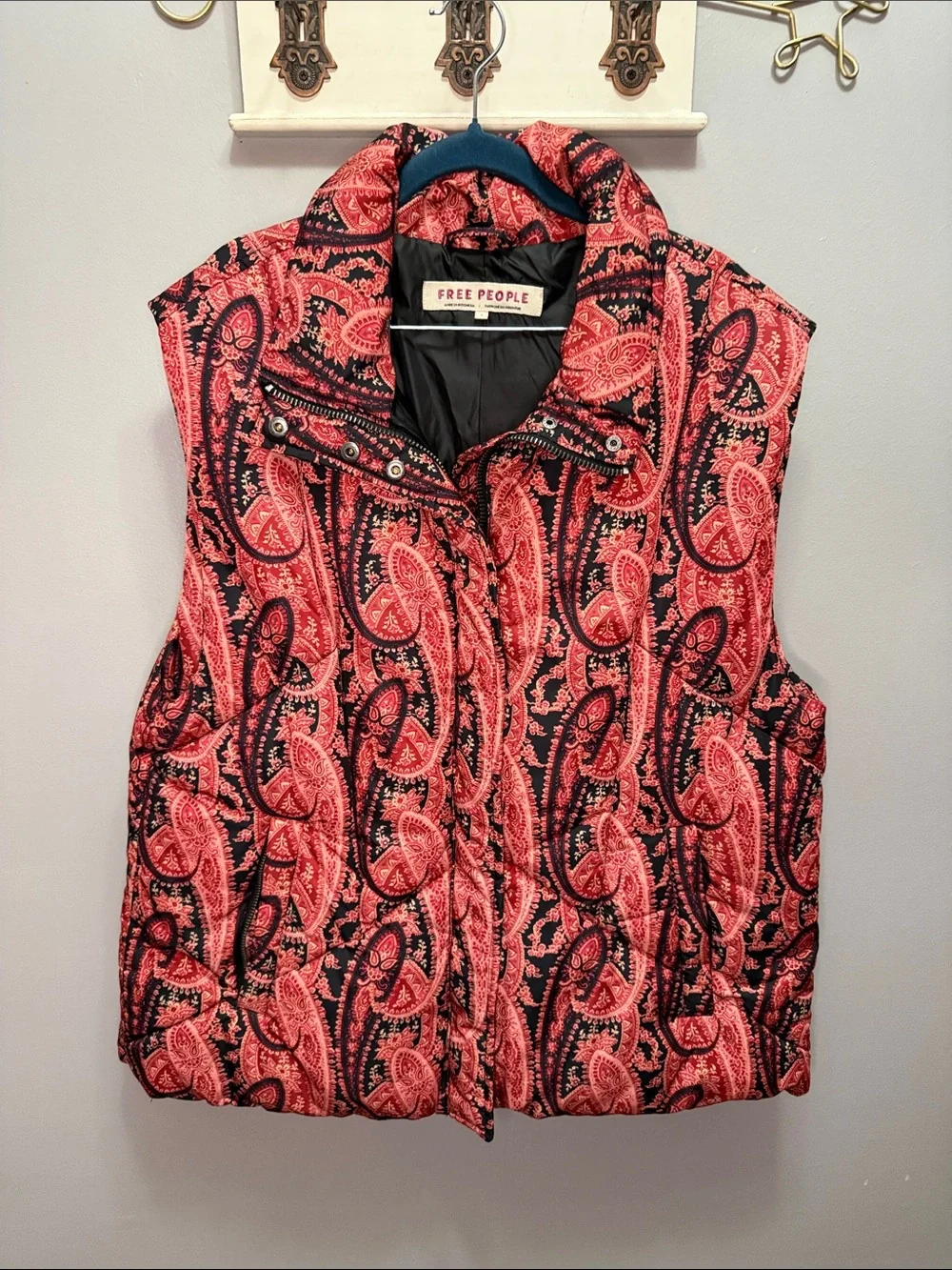 NWOT Oversized Free People Flora Paisley Puffer Vest Small